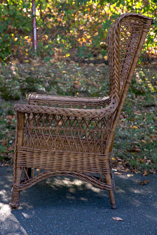 American Antique Wicker Wingback Chair