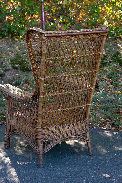 20th Century Antique Wicker Wingback Chair