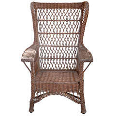 Antique Wicker Wingback Chair