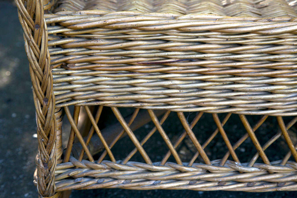 antique wood and wicker rocking chair