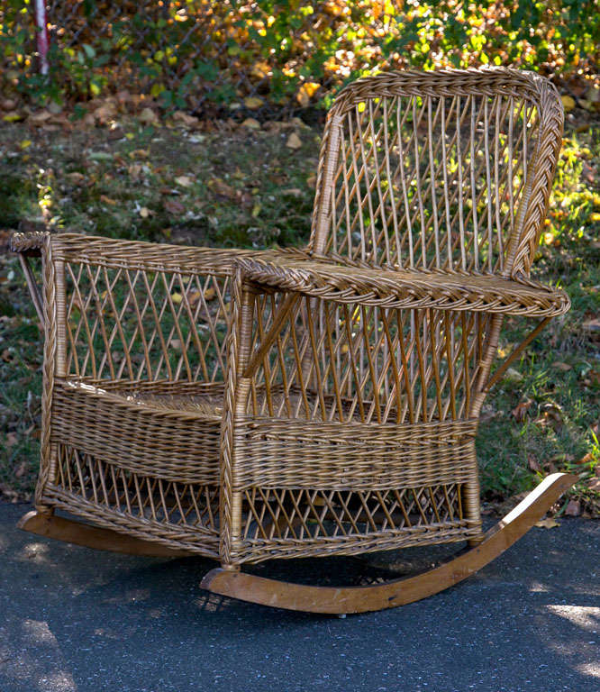 Antique Wicker Rocker In Good Condition In Old Saybrook, CT