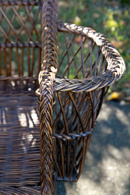 Antique Wing Back Wicker Chair In Good Condition In Old Saybrook, CT