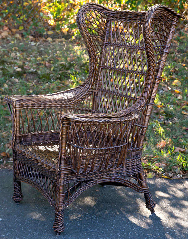 Antique Wing Back Wicker Chair 1
