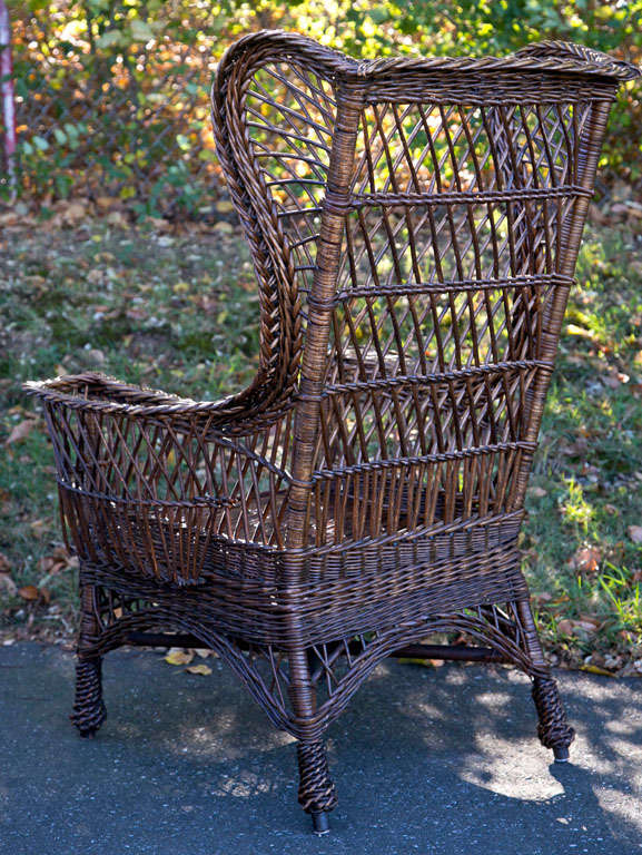 Antique Wing Back Wicker Chair 3