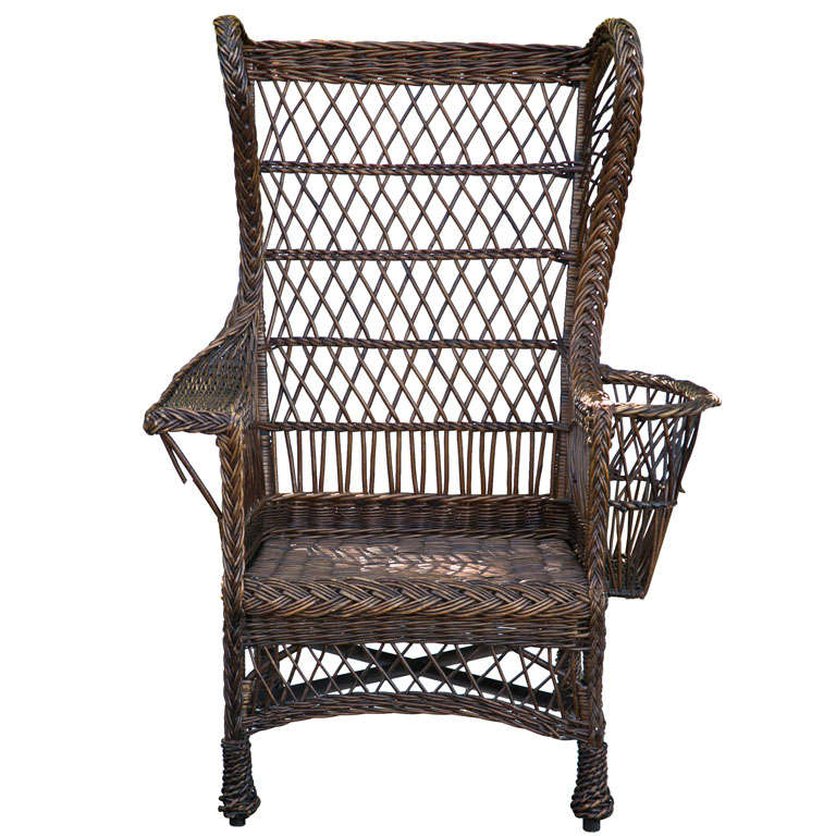 Antique Wing Back Wicker Chair