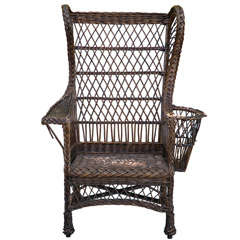 Antique Wing Back Wicker Chair