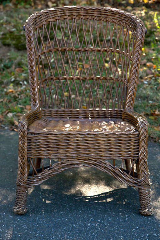 Antique reed side chair in original natural finish by Paine Furniture.