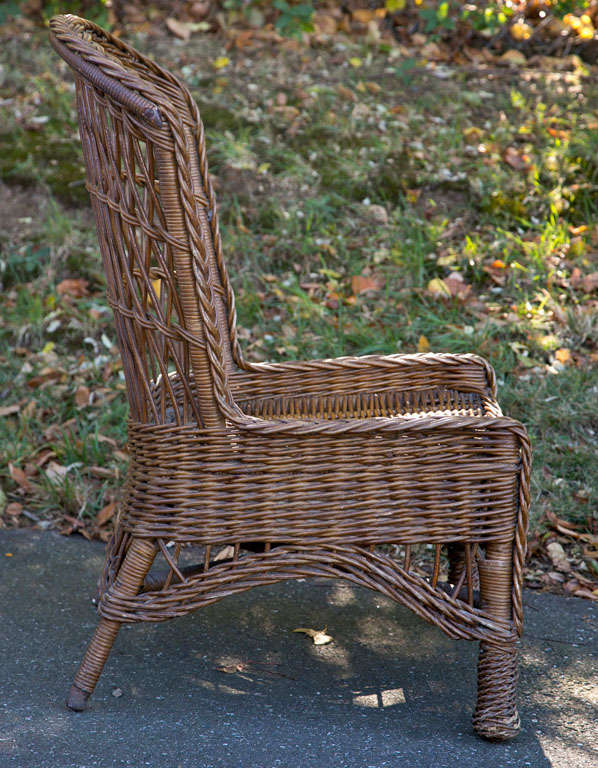 Antique Wicker Side Chair In Good Condition In Old Saybrook, CT