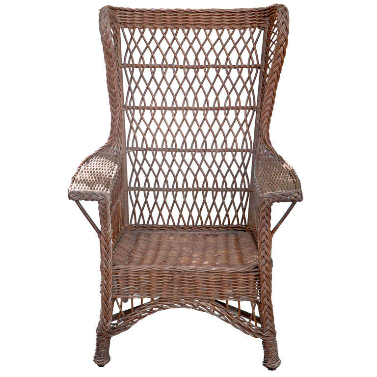 Antique Wicker Wingback Chair at 1stDibs vintage rattan wingback