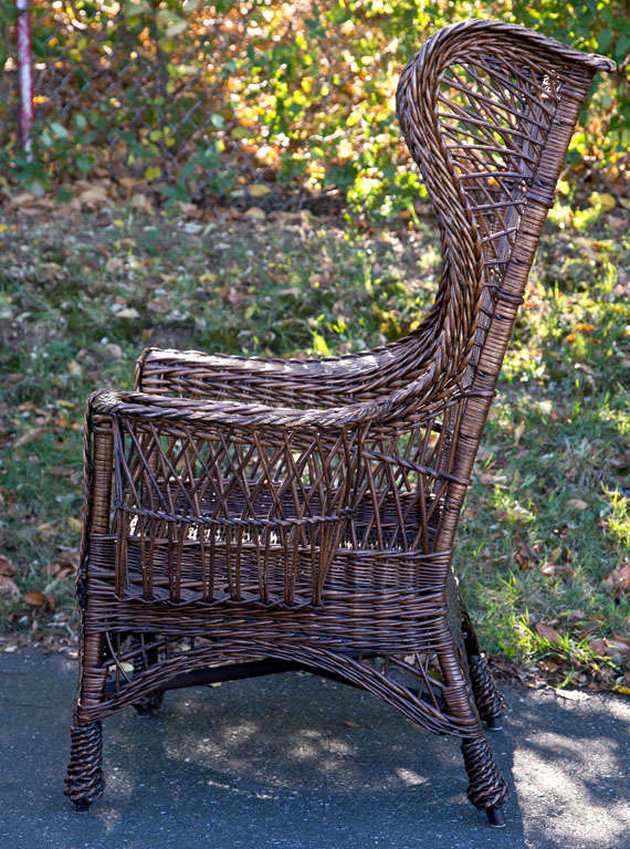 Antique Wing Back Wicker Chair at 1stDibs