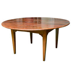 Französischer runder Tisch aus Kiefer und Obstholz aus dem 19. Jahrhundert