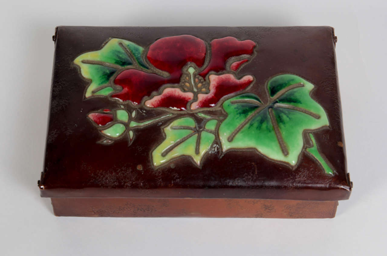Ando Jubei Japanese Meiji Period Enamel and Copper box c. 1900