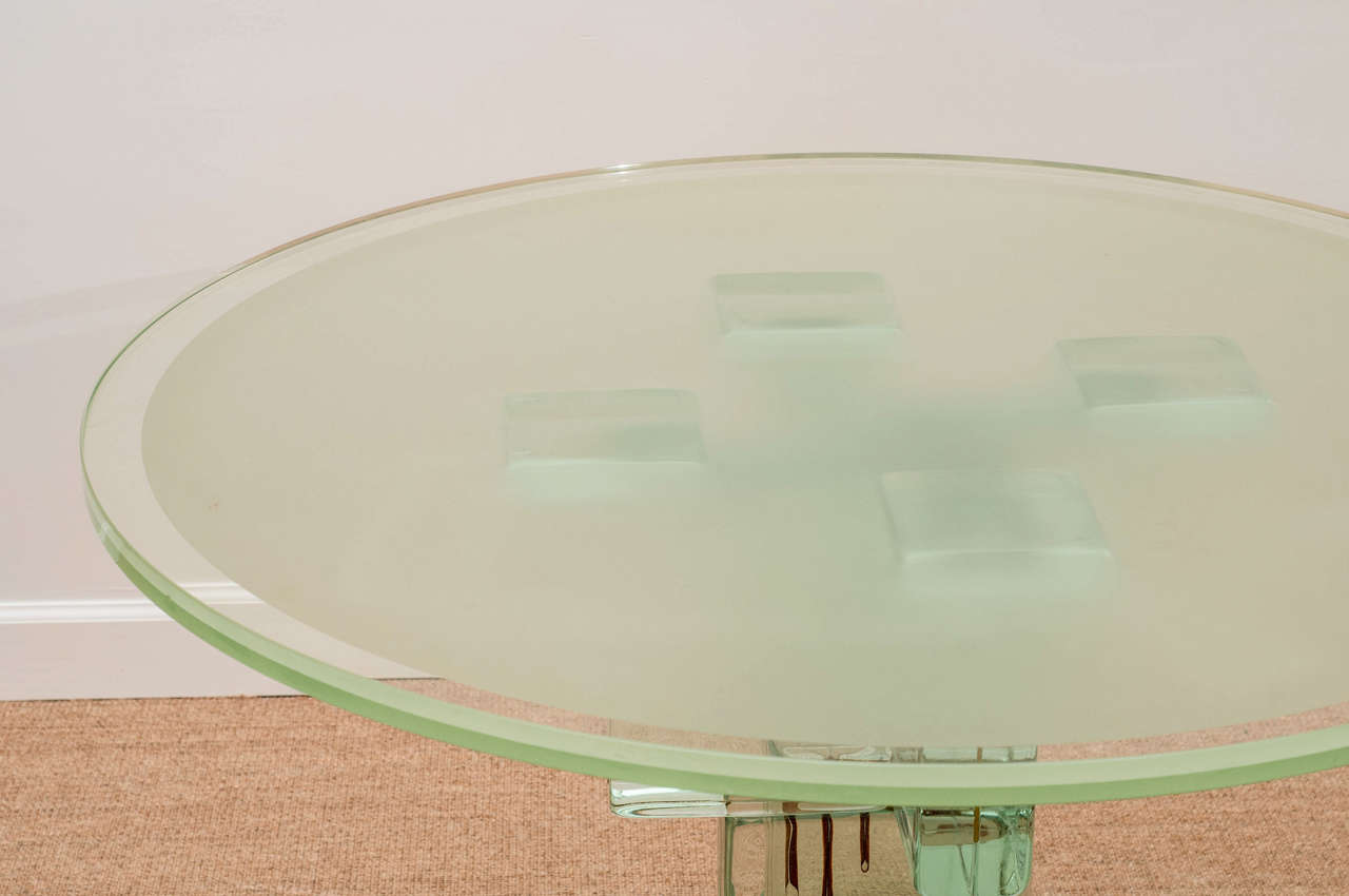 Modern Italian 70's Glass Block Table For Sale