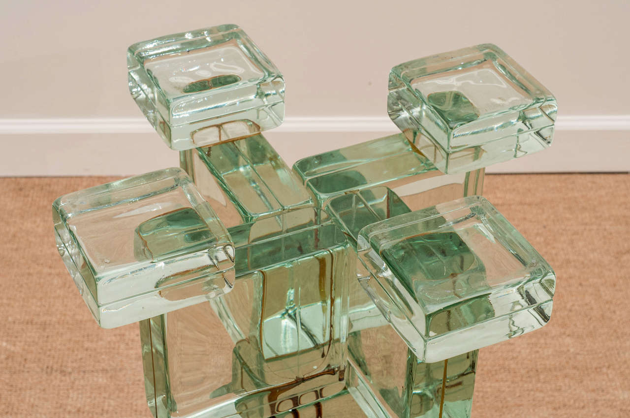 Italian 70's Glass Block Table For Sale 1