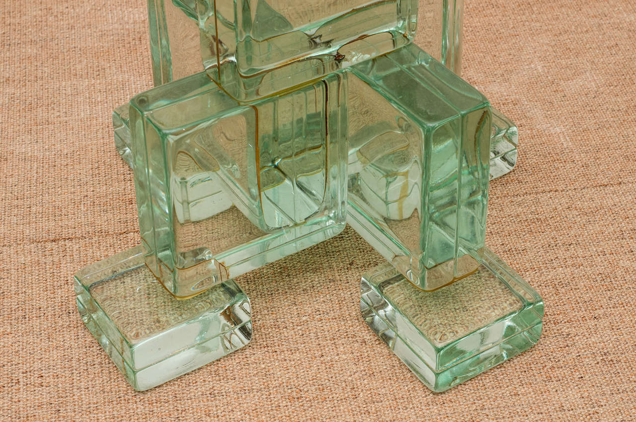 Italian 70's Glass Block Table For Sale 2