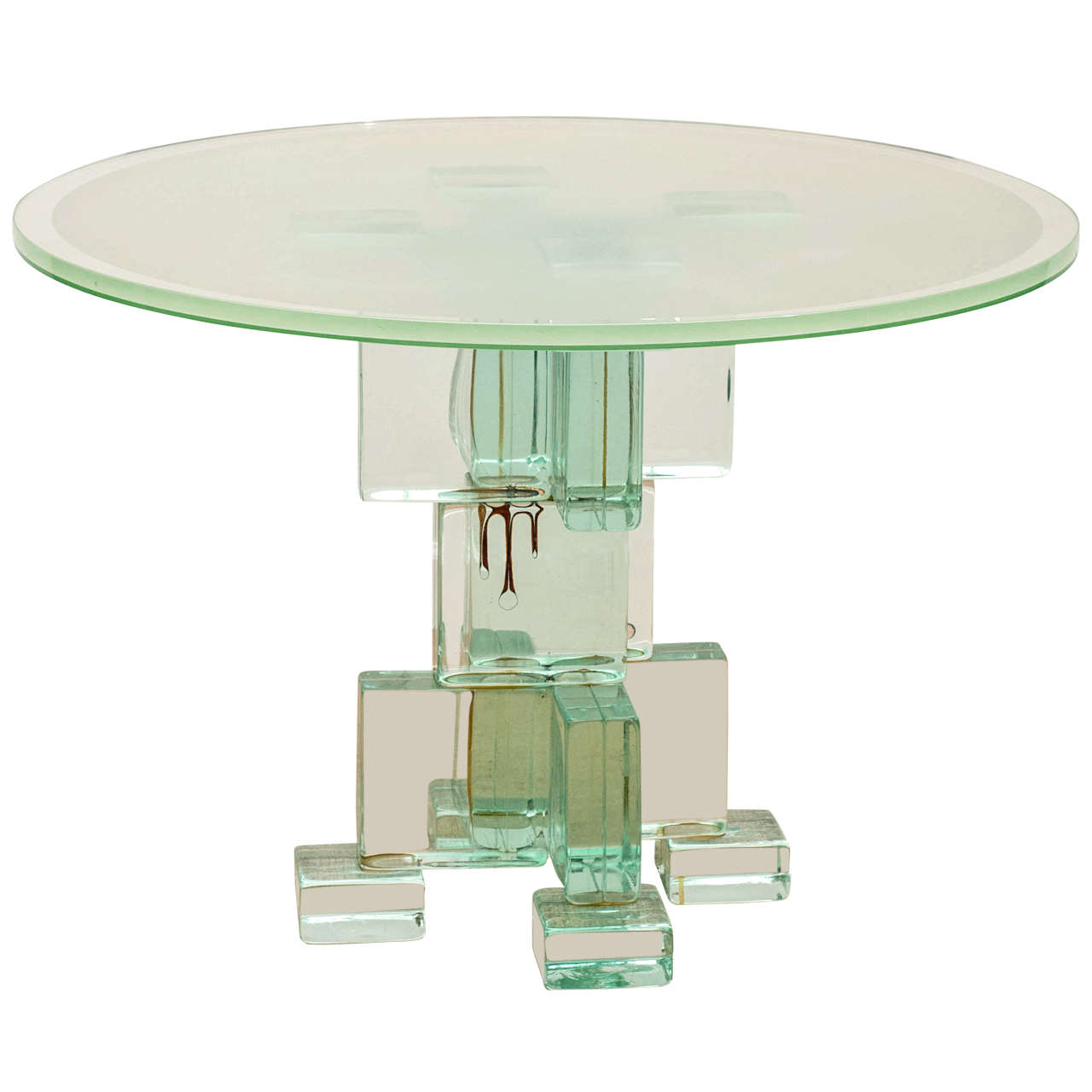 Italian 70's Glass Block Table For Sale