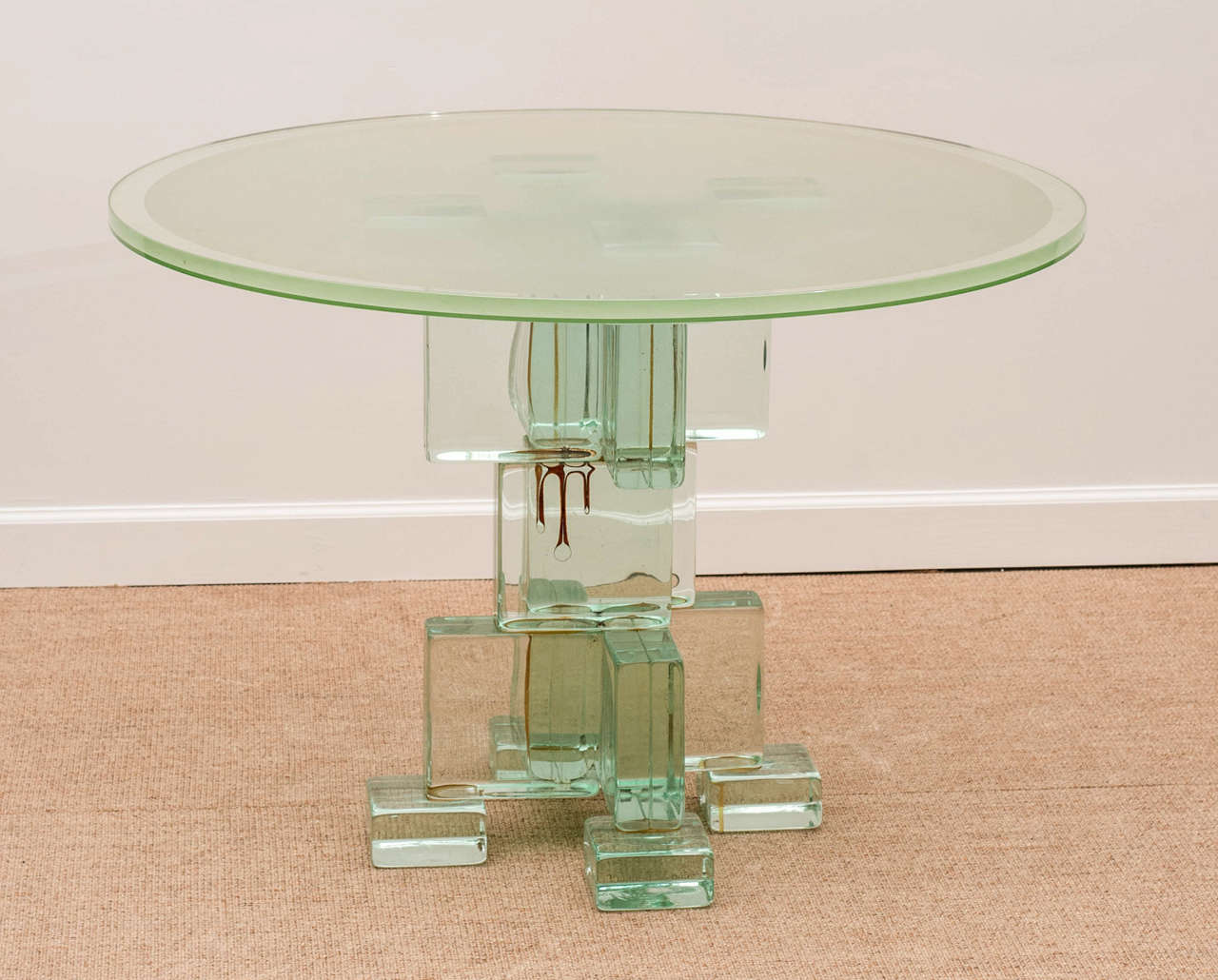 Italian 70's Glass Block Table For Sale at 1stDibs