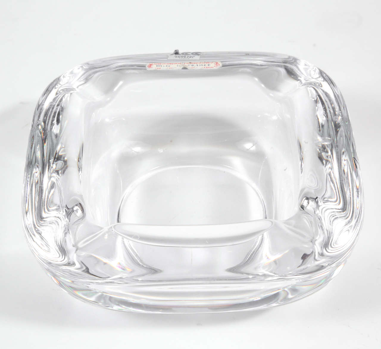 Mid-Century Modern hand cut crystal ashtray. ACC sticker. Made in France.