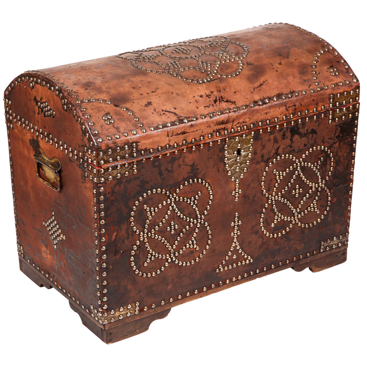 1920s Small Leather Trunk For Sale