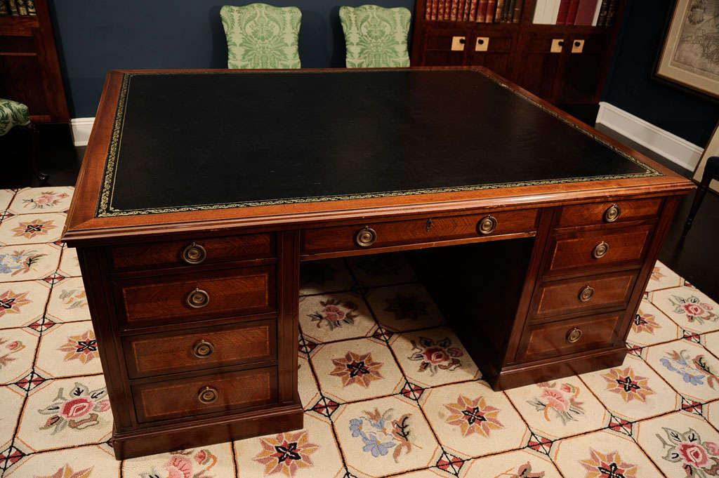 20th Century A French Kingwood And Mahogany Partner's Desk For Sale