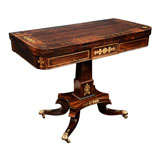 Regency Brass-Inlaid Rosewood Fold-Over Games Table