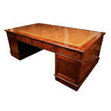 Antique A Handsome English Mahogany Leather-top Partner's Desk