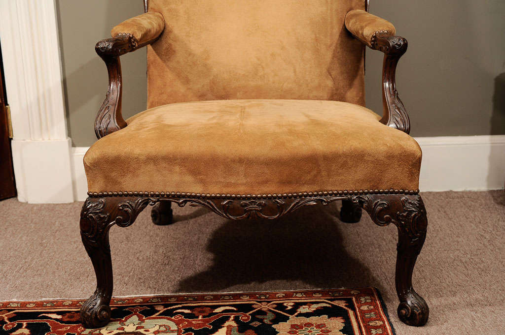 English A George II Walnut Library Armchair attributed to Paul Saunders