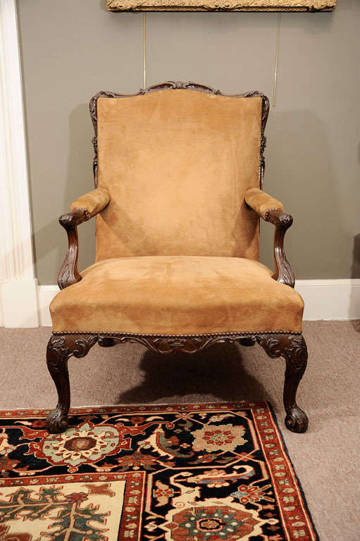 18th Century and Earlier A George II Walnut Library Armchair attributed to Paul Saunders