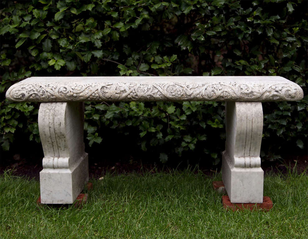 Carved Marble Bench