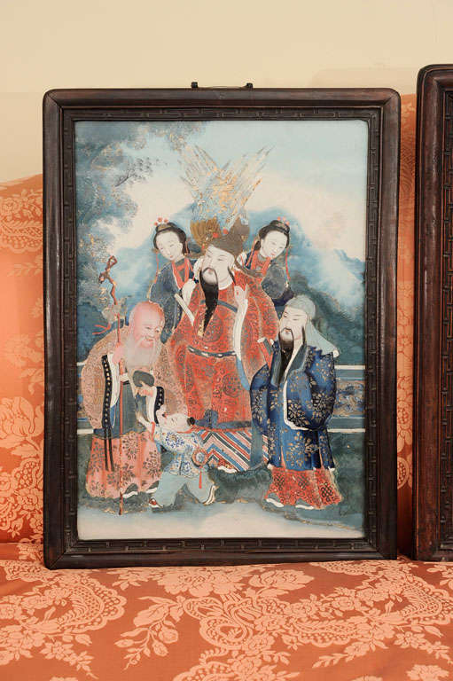 Two Chinese Reverse Paintings on Glass