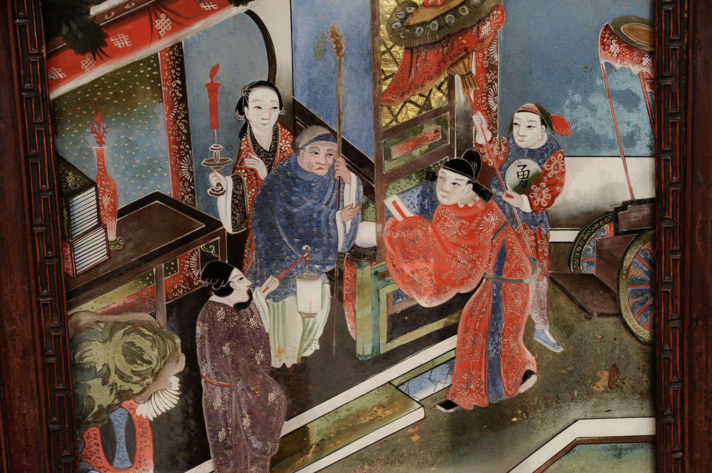 Two Chinese Reverse Paintings on Glass For Sale at 1stDibs