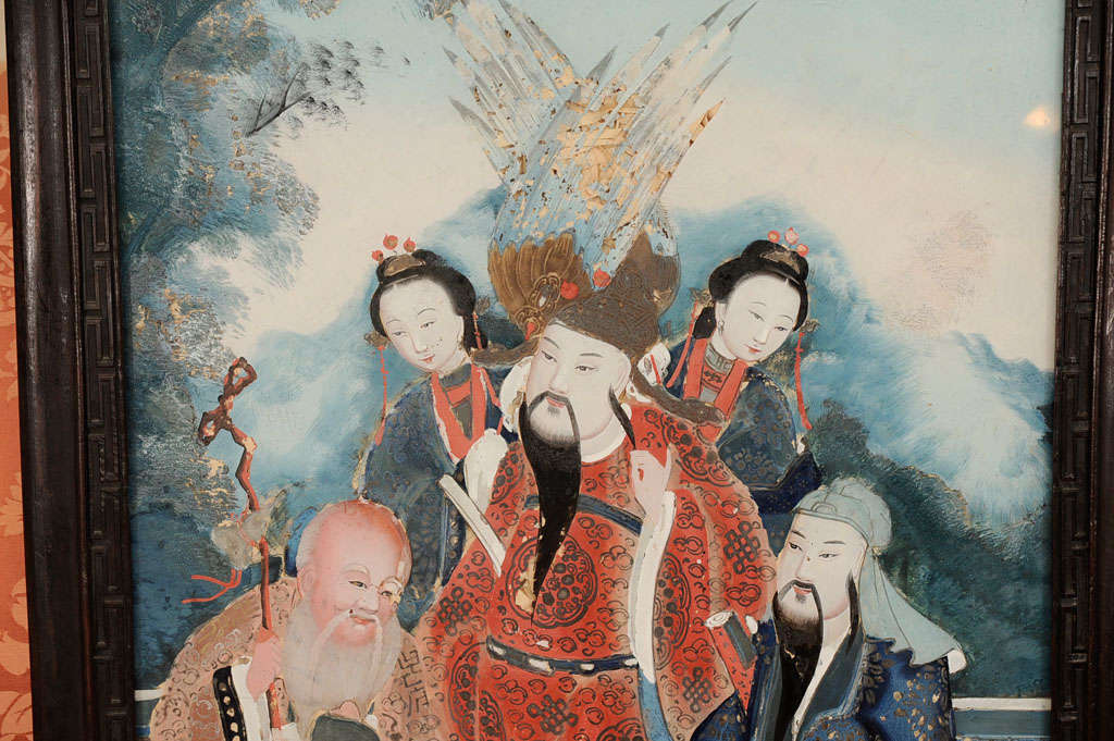 Two Chinese Reverse Paintings on Glass For Sale at 1stDibs