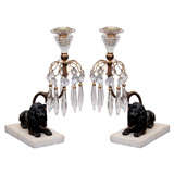 Pair of Regency Candlesticks with Chained Lions