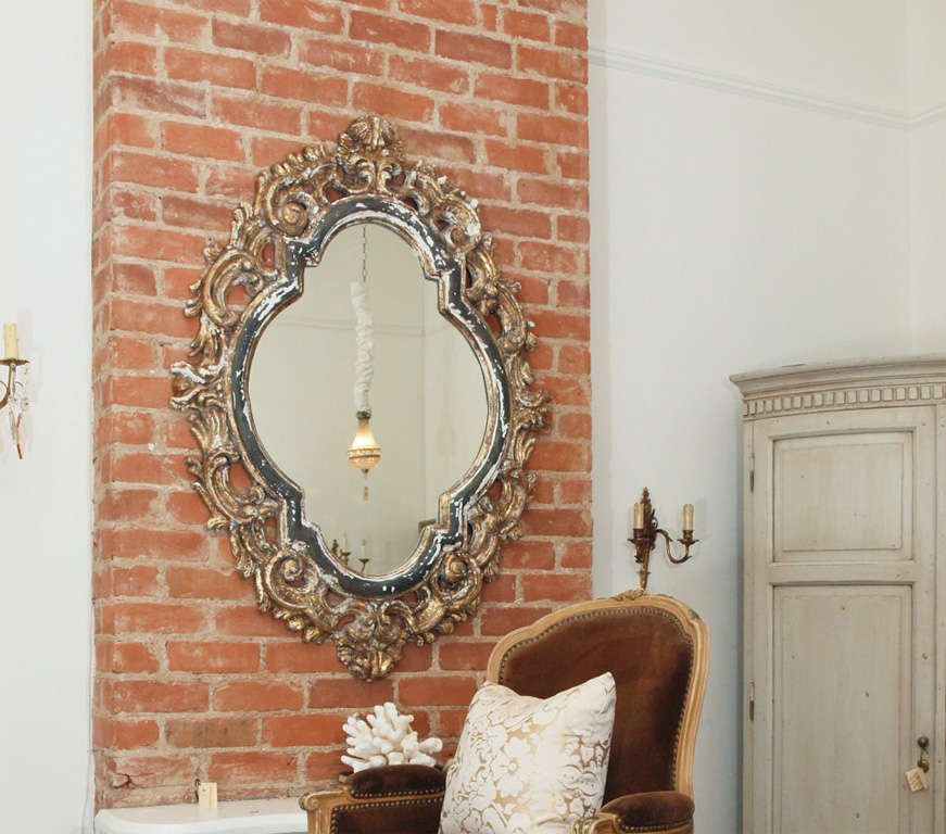 Large Italian Carved and Painted Mirror (over 4ft. tall) 5