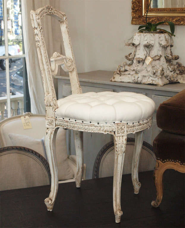 Tufted French Louis XV Painted Parlor Chair 6