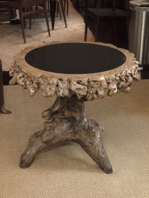 Burl Table with Granite Inlay