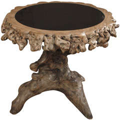 Burl Table with Granite Inlay