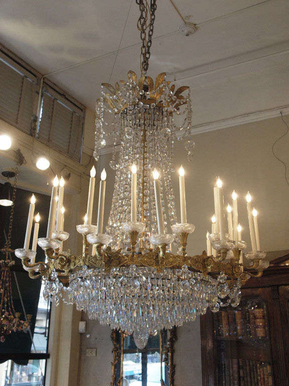 This is an exceptional, amazing and beautiful crystal chandelier.  The craftmanship is wonderful. There are 28 lights on this fixture.