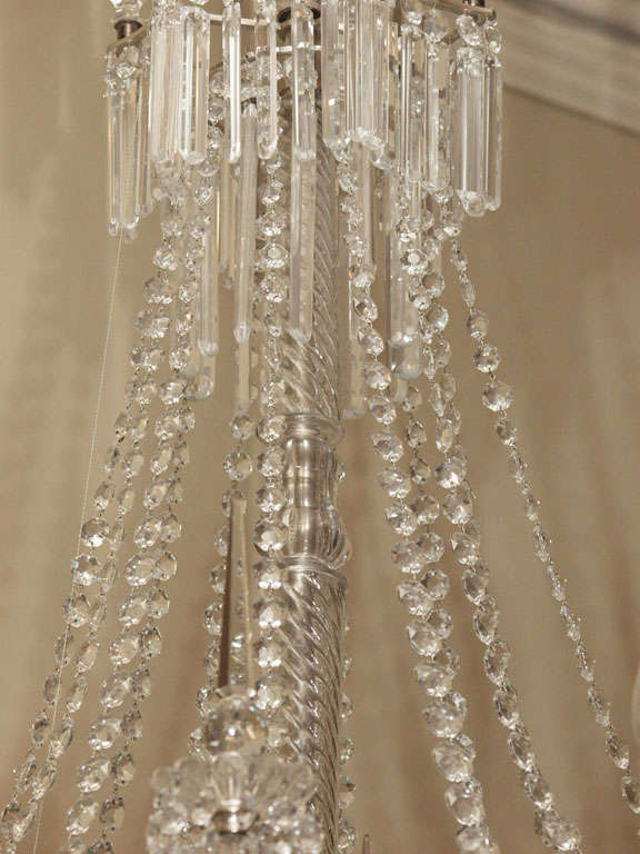 English Antique Crystal Chandelier, Originally from the Gas Light Era