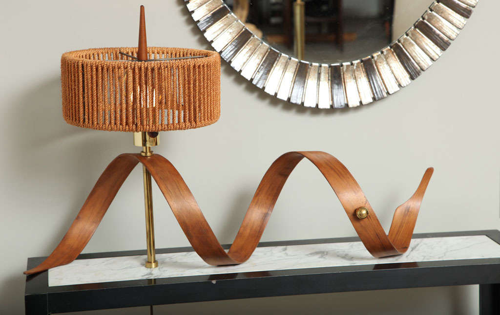 Mid-20th Century Console Table With Attached Lamp