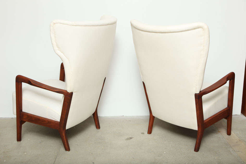 Pair of Danish Modern High Back Chairs 7