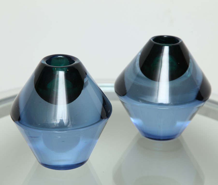 Salviati sommerso blown glass candle holders.