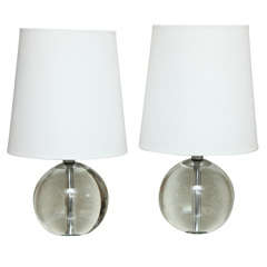 Pair of Solid Glass Globe Lamps