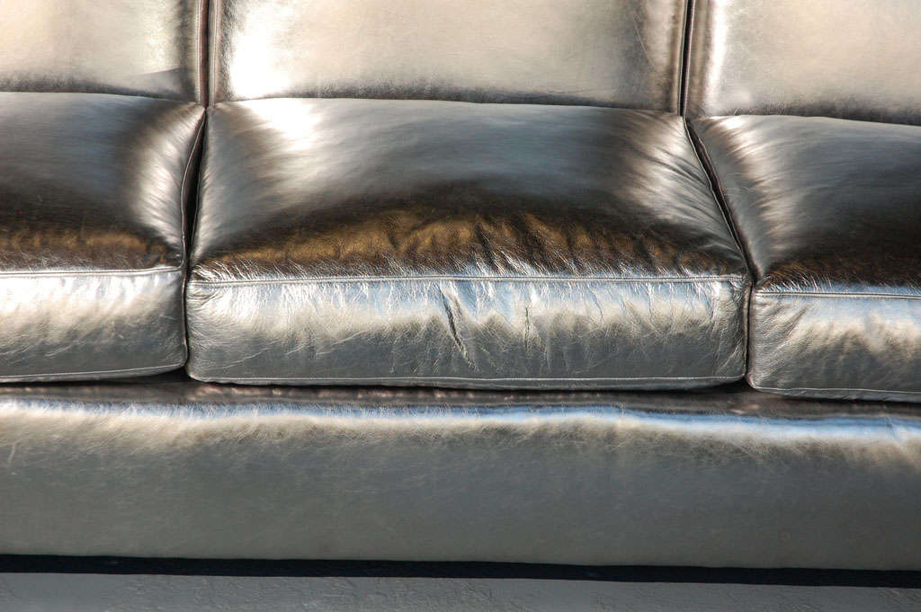 metallic silver sofa