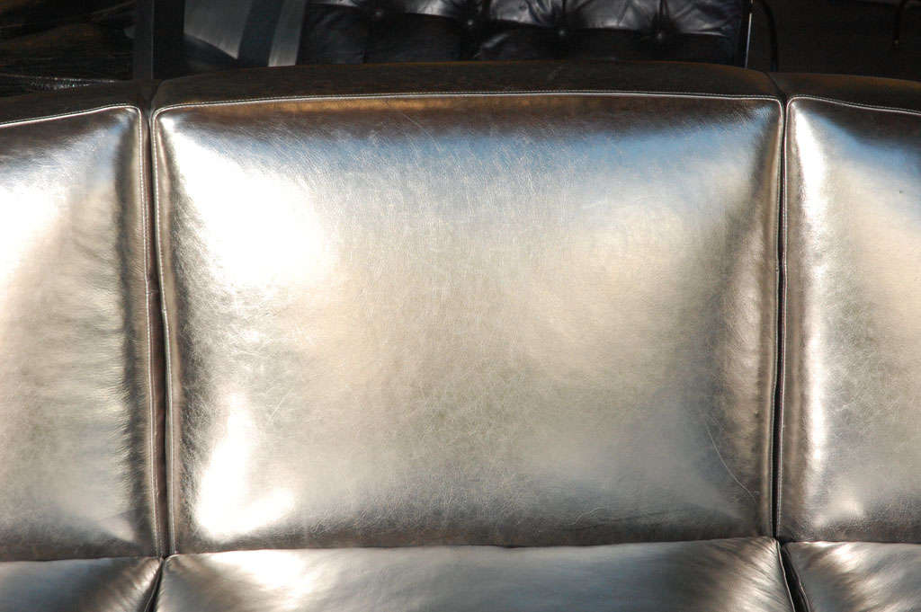 silver leather sofa