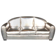 1950s French Leather Sofa by Jacques Adnet