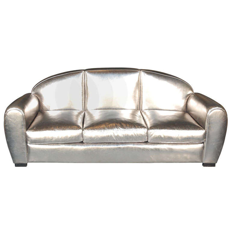 1950s French Leather Sofa by Jacques at 1stDibs metallic silver