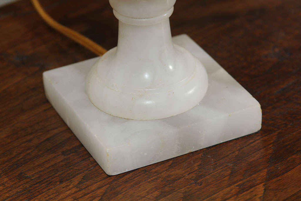 Turned Alabaster Urn Lamp For Sale