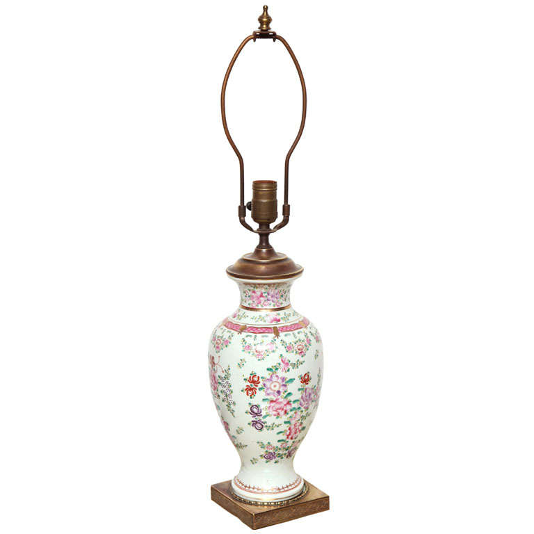 Famille Rose Lamp For Sale