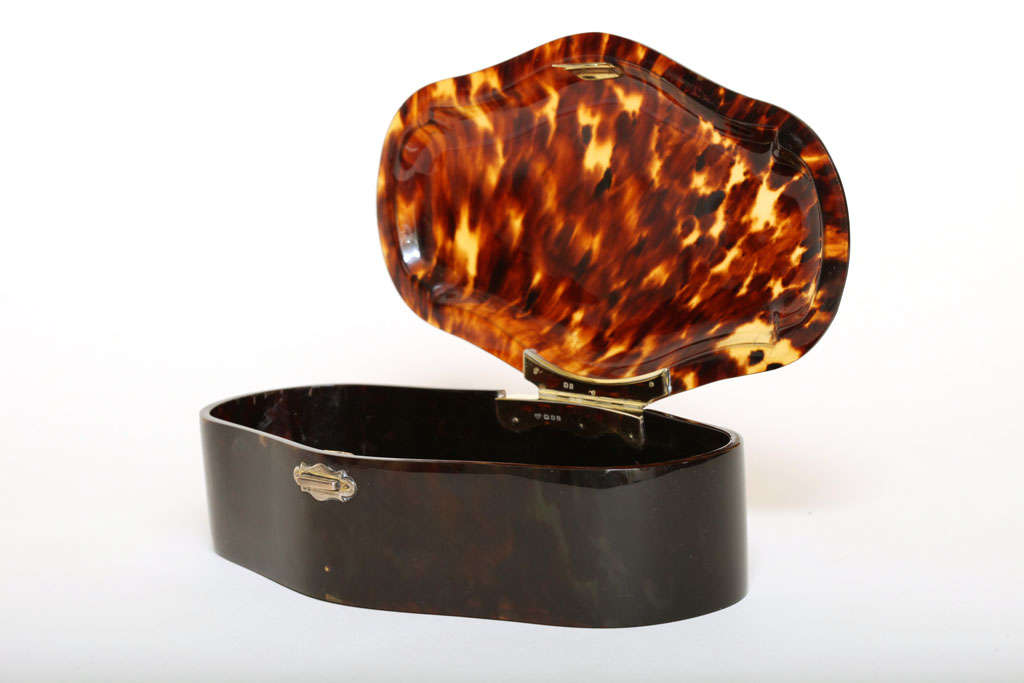 English Art Deco Tortoiseshell & Silver Jewelry Box by C. B. & C.